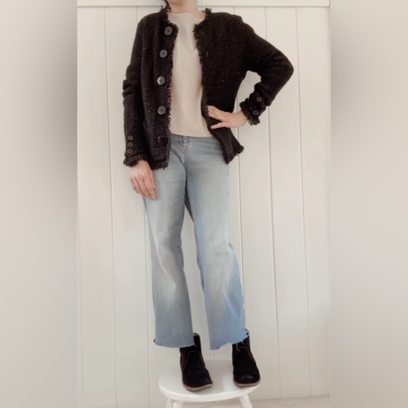 Vintage Talbots Cardigan Wool Alpaca Womens Small Grandmacore Cottagecore Fringe - Picture 4 of 10